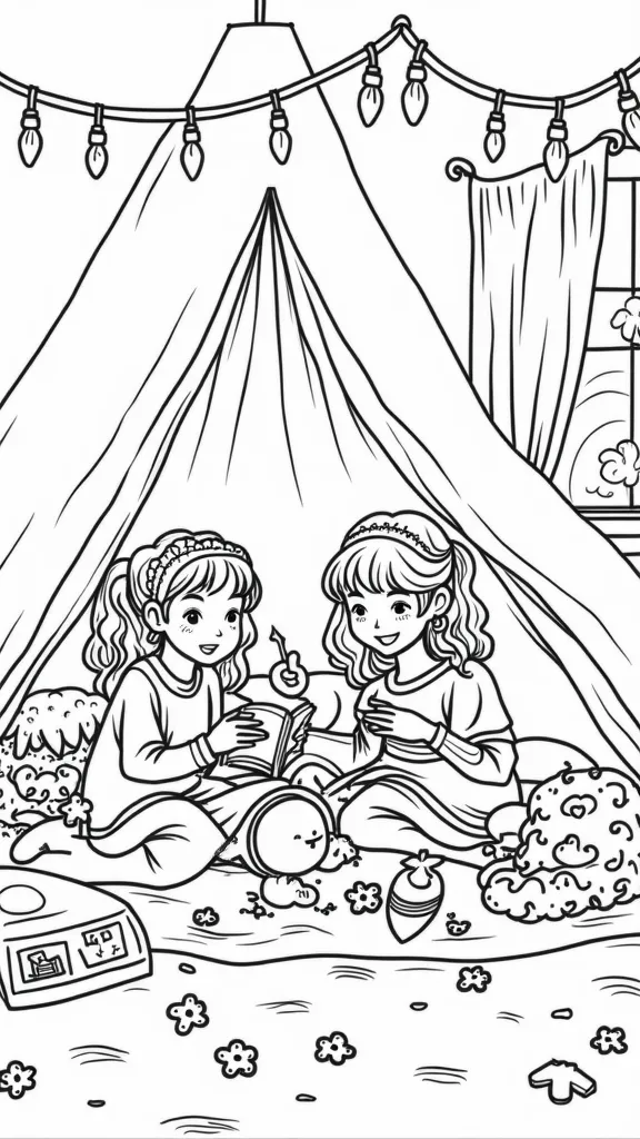 sleepover coloring pages